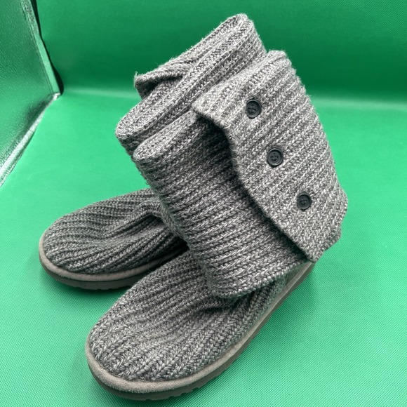 UGG Australia Boots Cardy Classic Knit Tall Gray Cozy Sweater SN:5819 US  7 EU38 - Picture 1 of 6